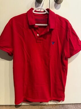 American Eagle Outfitters Bright Red Polo with Blue Logo